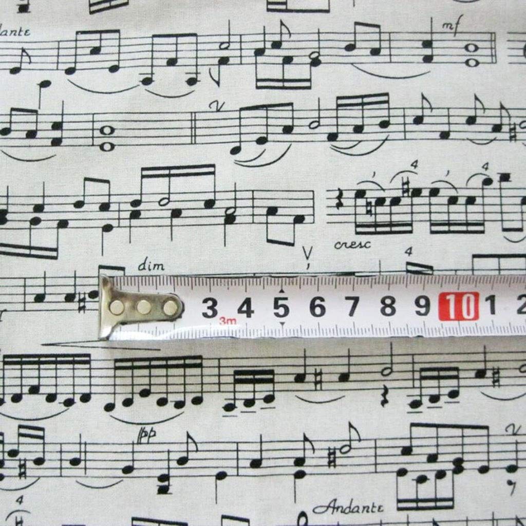 Bu 1pcs 110cm Largo Classic White Musica Tessuto di Cotone Nota Musicale Shirt Stampata del Tessuto di Cotone Cucito Fai da Te Patchwork Abbigliamento Tessuto (Color : 110cmx200cm)