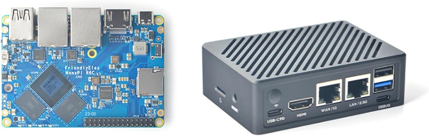Nanopi R6C Wireless Mini WiFi Router OpenWRT, Smart Office Home Gateway, LPDDR4X RK3588S CPU 6Tops NPU Mali-G610 GPU, with PCle Gbps Ethernet for NAS IoT Device, Support Ubuntu Debian (4+32GB)