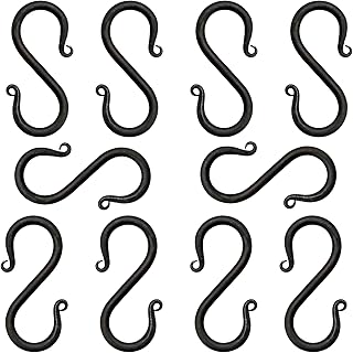 Lord of Battles Viking Iron S Shaped Hook Set of 10 Iron Hanging Cooking Stand Camping Accessory Hand Forged Black Finish Functional Accessory Reenactments (8 cm)