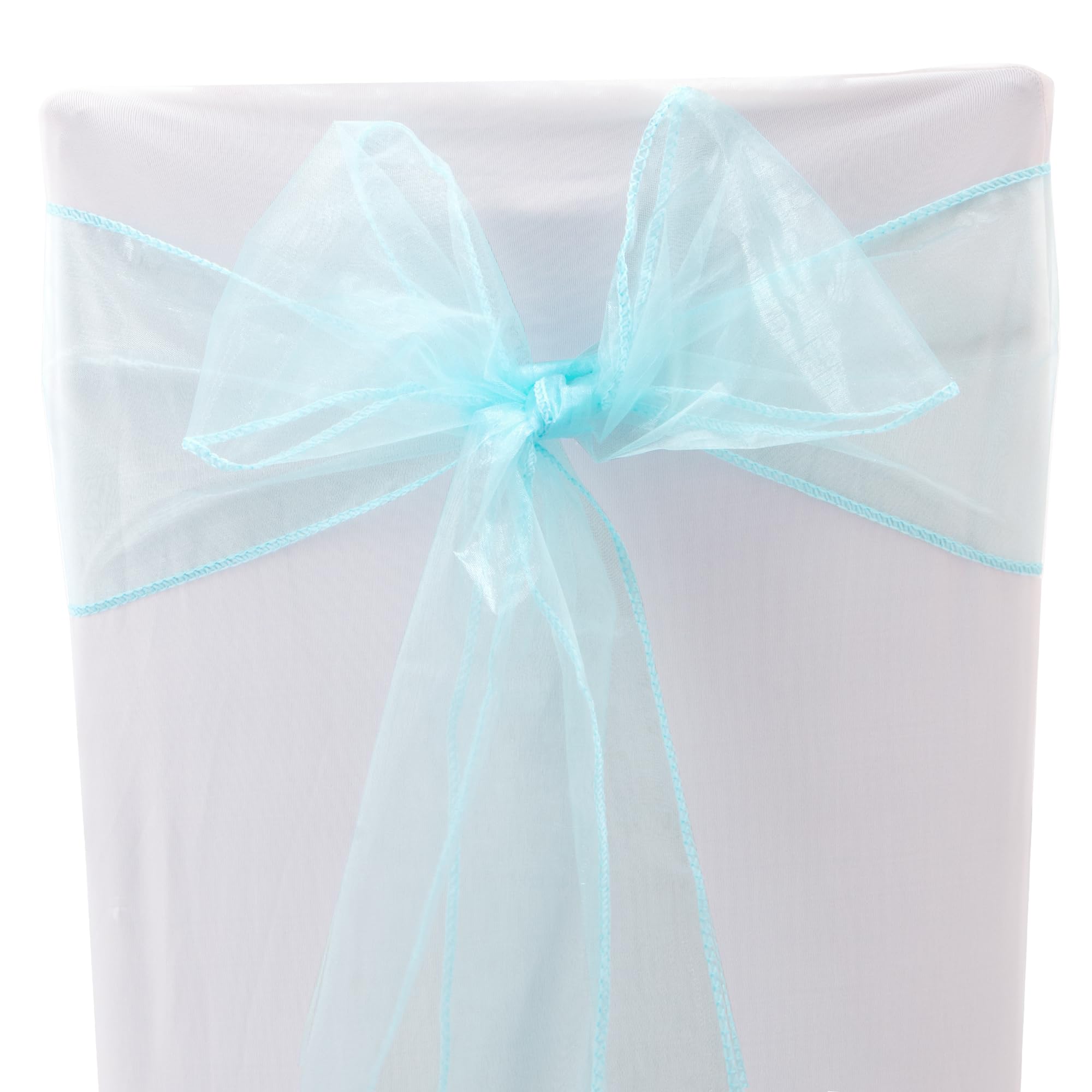 Time to Sparkle 80PCS 17x280cm Organza Chair Sashes Wider Fuller Cover Party Decoration Bow Sashes for Wedding -Ocean Blue