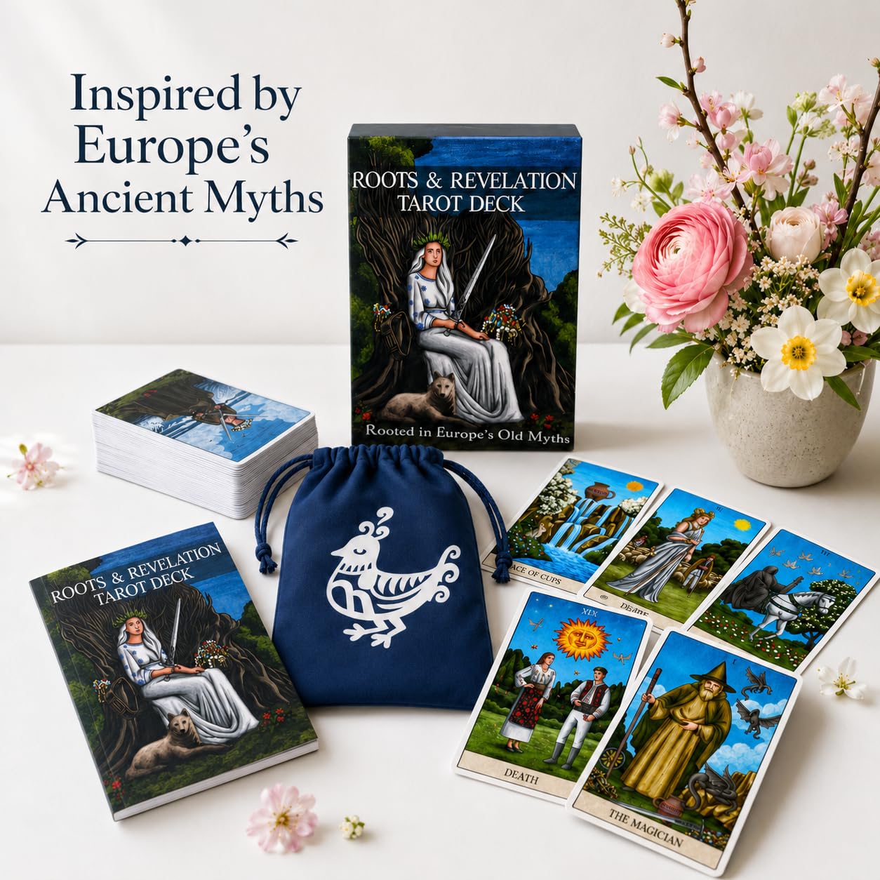 Jeu de tarot folklorique d'Europe de l'Est avec guide – 78 cartes de tarot illustrées, inspirées de la mythologie européenne, jeu de tarot pour débutants et collectionneurs – Racines et révélation