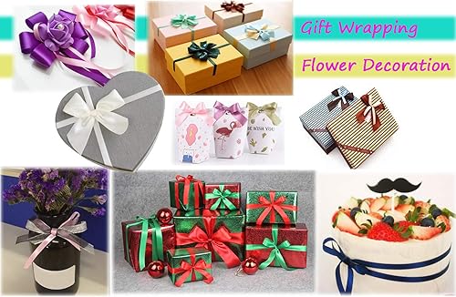 Miniatura 5 de Atrbb Cinta de satén de 25yardas, 1-12pulgadas de ancho, perfecta para bodas, lazos hechos a mano y envoltura de regalos, niebla azul