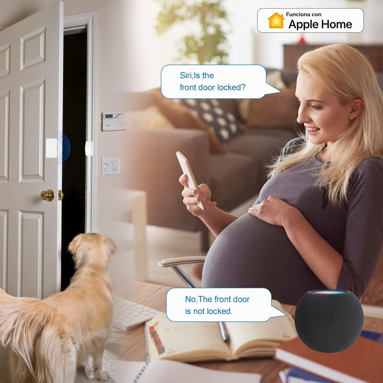 Onvis Sensores de Puertas y Ventanas Thread, Bluetooth Sensor de Contacto Inteligente Inalámbrico para Sistema de Alarma y Domótica, Compatible con Apple HomeKit, No Requiere HUB (1 Unidades)