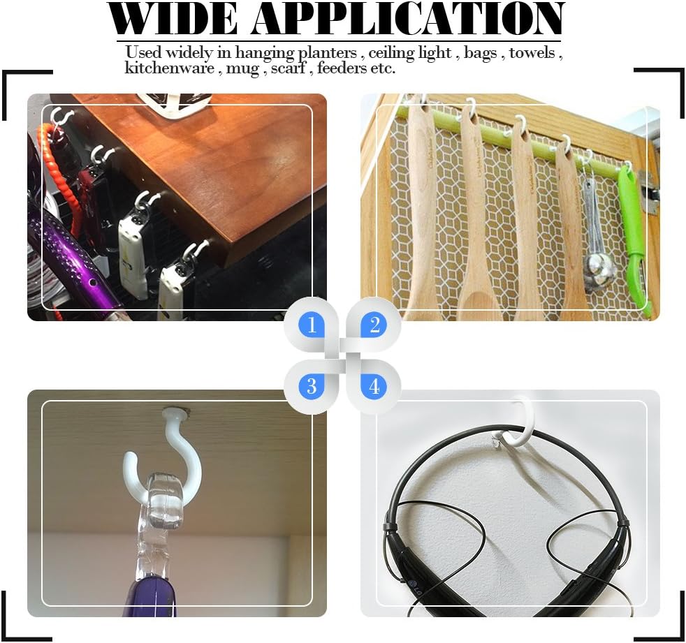 Flаѕh Dеаlѕ - 50% оƒƒ Glarks 100-Pieces 6 Sizes White Vinyl Coated Cup Hooks Screw-in Ceiling Hooks Screw Hooks Mug Hooks Hangers Assortment Kit for Home and Office Use