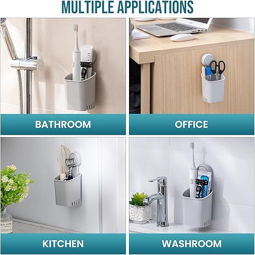 Vista 14 de TAILI Soporte para cepillo de dientes de succión, paquete de 2 unidades, soporte de repuesto para cepillos de dientes de ducha para pared, potente