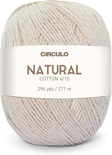 Circulo - Hilo de algodón natural 410 grueso, 14.11 onzas de hilo sin teñir, 100% algodón brasileño para ganchillo, tejido y macramé, color 20,