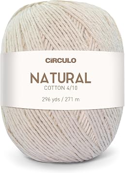 Circulo Natural Cotton 4/10 Chunky - 14.11 oz of Undyed Yarn 100% Brazilian Cotton for Crochet, Knitting, and Macrame - Color 20 - Natural