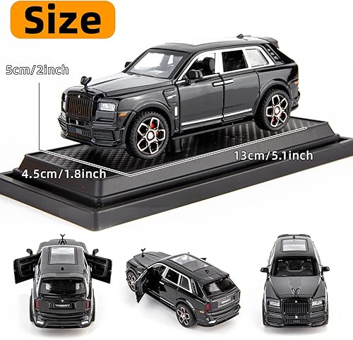 Miniatura 3 de BDTCTK Compatible con el modelo de automóvil Rolls Royce Cullinan 136, auto de juguete fundido a presión, puertas abiertas, luz y sonido, juguetes
