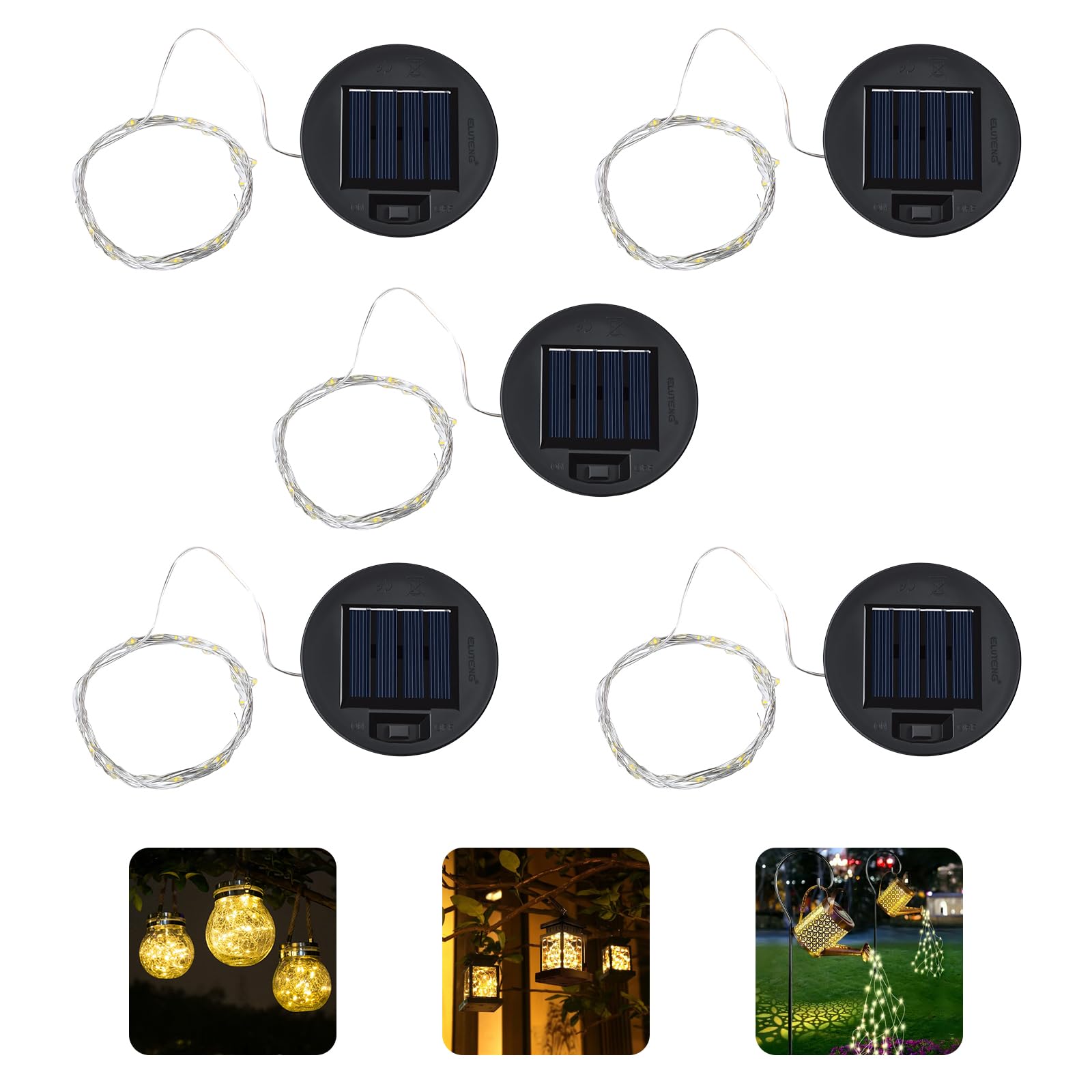 ELUTENG 5PCS 8.5cm Solar Light Replacement Top with 36 LED String Lights