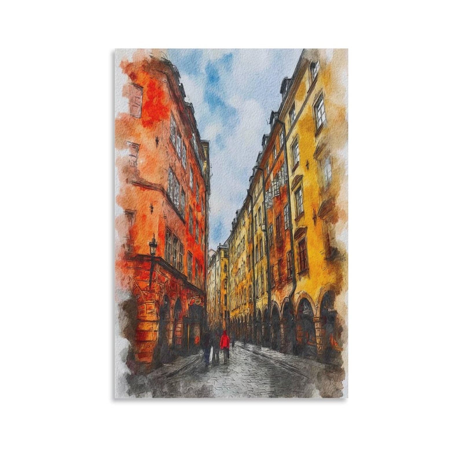 Lcynnh Unframe-Style Innsbruck Austria 08X12inch(20X30cm) Vintage Travel Poster Watercolor Canvas Art