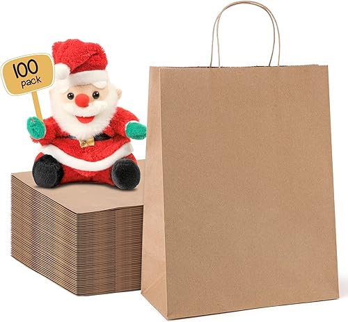 Miniatura 15 de METRONIC Paquete de 200 bolsas de papel blanco de 5.25 x 3.75 x 8 pulgadas, bolsa de regalo pequeña de papel kraft con asas recicladas para fiestas