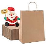 METRONIC Paper Gift Bags 10x5x13\'\' 100Pcs Brown Paper Bags with Handles Bulk, Kraft Paper Bags for Birthday, Shopping, Retail Small Business