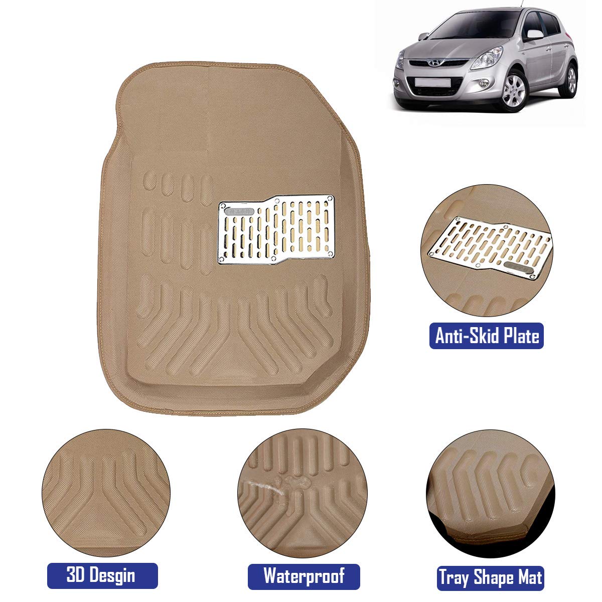 Kingsway 4D Car Floor Mats for Hyundai I20 (Model Year 20082011