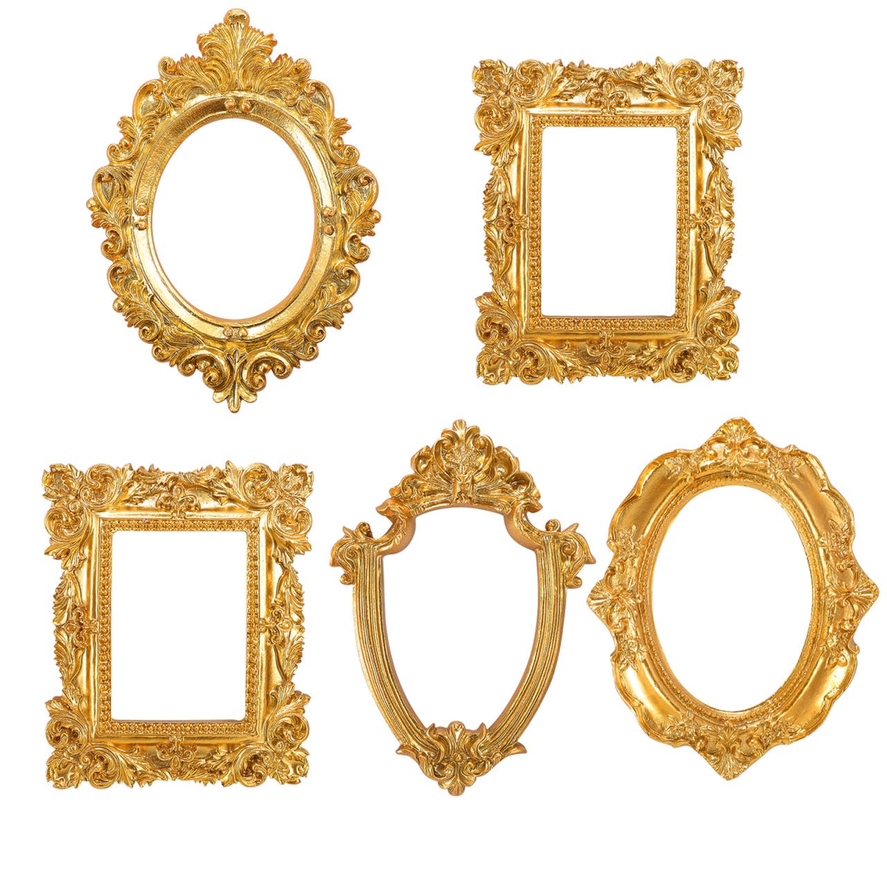 5PCS 12.3x10cm Mini Gold Frames European Style Picture Frames Vintage Resin Photo Props for DIY Jewelry Nail Art Display Tabletop Decoration Ornament