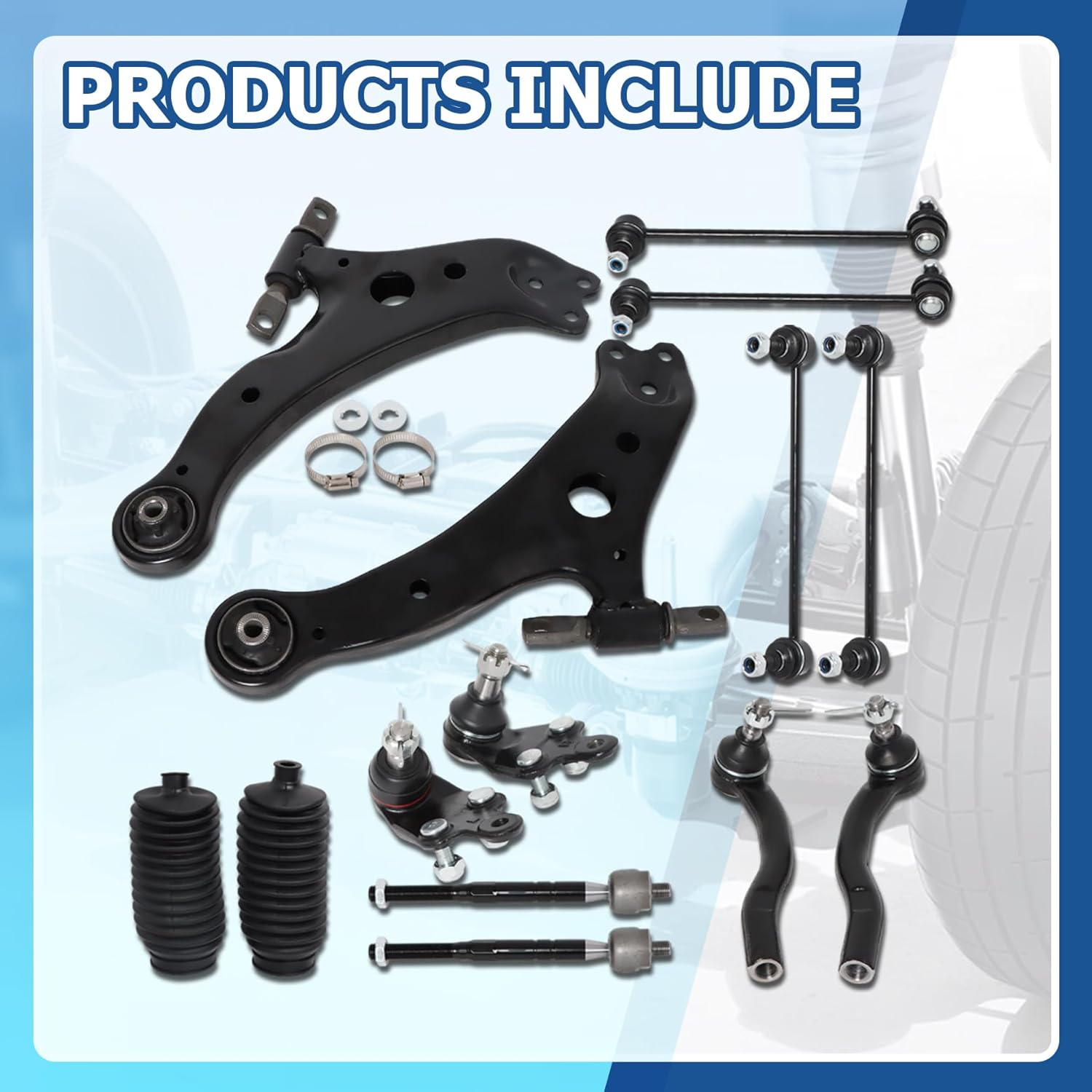 WFLNHB 14PCS Front Lower Control Arm Tie Rods Replacement for Toyota Camry 2007-2011