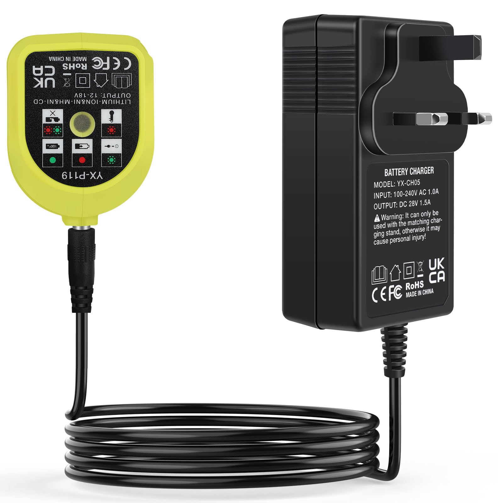 P119 Charger for Ryobi 18v Li-ion & Ni-cad Ni-Mh Battery, ASUNCELL 12V-18V Charger Replacement for Ryobi One+ Cordless Power Tool Battery P100 P101 P106 P104 P105 P117 P118 P135 140153004 140237023