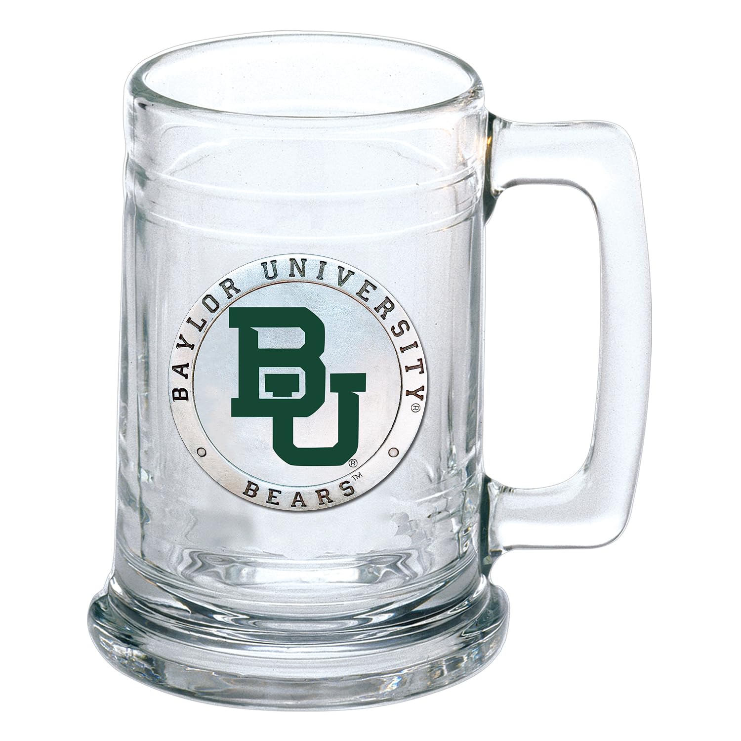 Heritage Pewter Baylor Stein Glass | 15 Ounce German-Style Glass | Intricately Crafted Metal Pewter Alma Mater Inlay