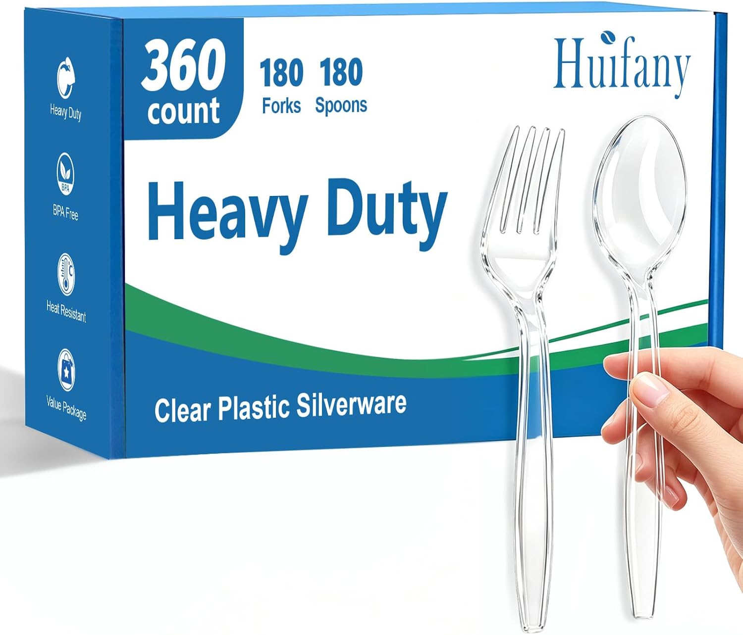 360 Count Extra Heavy Duty Clear Plastic Forks and Spoons
