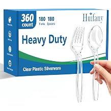 360 Count Extra Heavy Duty Clear Plastic Forks and Spoons