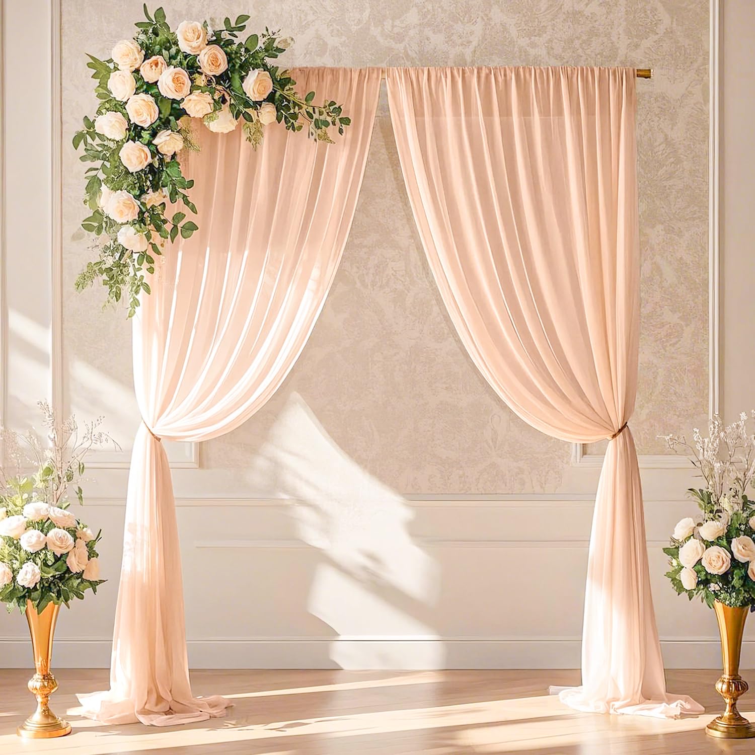 Rideau En Mousseline De Soie 50 X 1000 Cm - Fond Photo Mariage Romantique Tulle Transparent Blanc