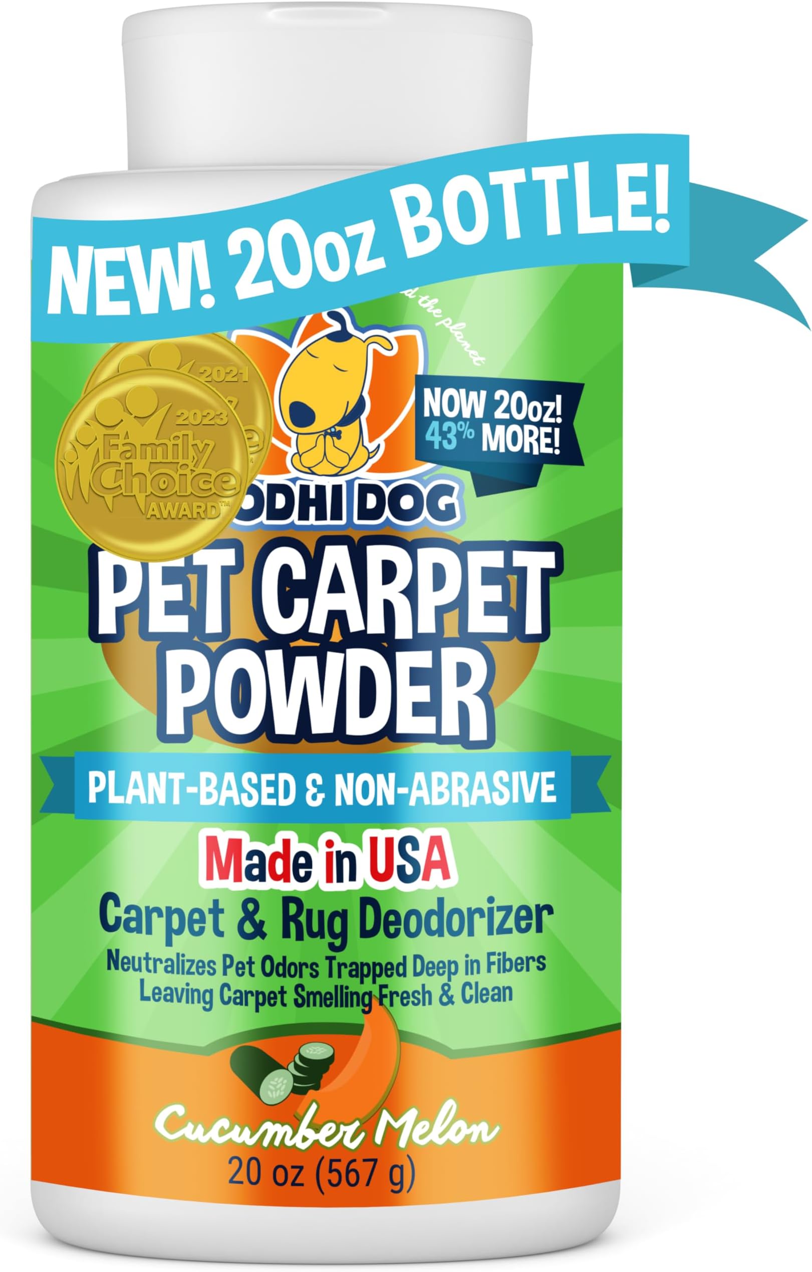 Bodhi Dog Natural Carpet Deodorizer Powder - Dry Pet Smell Eliminator & Urine Odor Remover - Loosens Fur & Dirt - Plant-Based Room Freshener for Vacuuming Home with Pets - Cucumber Melon (Pack of 1)