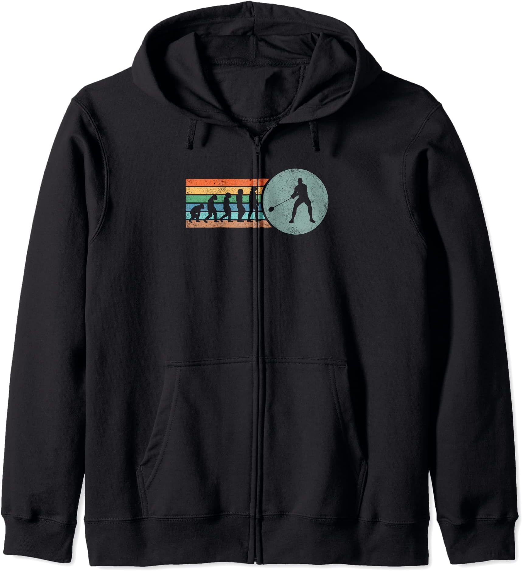 Retro Hammer Throwing Evolution Vintage Hammer Thrower Zip Hoodie