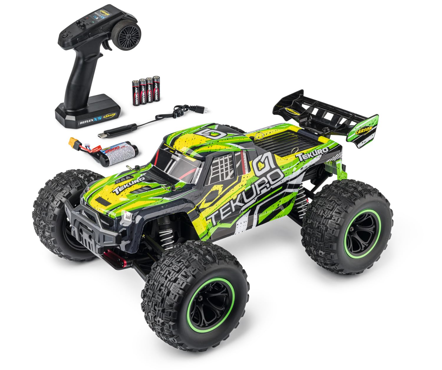 Carson 1:10 XS Tekuro 100% RTR grau/grün - Ferngesteuertes Auto, RC Buggy, inkl. Batterien und Fernsteuerung, Offroad Buggy, 40 km/h, RC Outdoor, 4WD