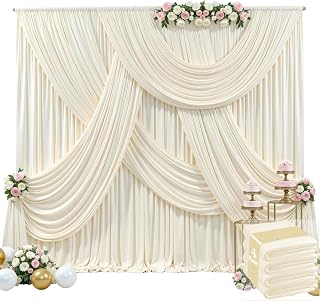 20ft x 15ft Champagne Wrinkle Free Backdrop Curtains for Wedding Party Backdrops Curtain Drapes Fabric Decorations Photo Back Drop Cloth for Baby Shower Photography Stage Reception