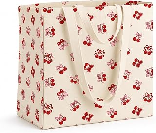 Canvas Grocery Tote Bag - Reusable Large Shopping Shoulder Bags with 4 Inner Pockets & 2 Handle Strap