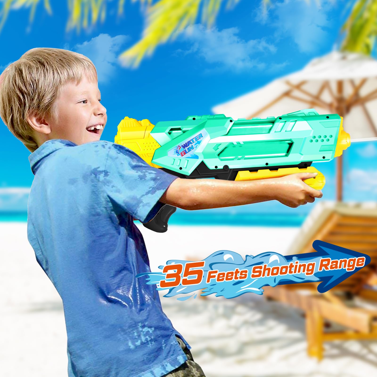 Quanquer 1200 ml super pistola de agua para adultos y niños – Paquete de 2 pistolas de agua con alcance de 10 m – Idea de regalo para batallas de agua veraniegas en el jardín, la piscina y el jardín