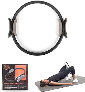 Phoenix Fitness RY1009 Anello Pilates Doppio Manico - Cerchio da 15 pollici per Allenamento Pilates - Anello da 39 cm per Yoga e Fitness, M, Nero