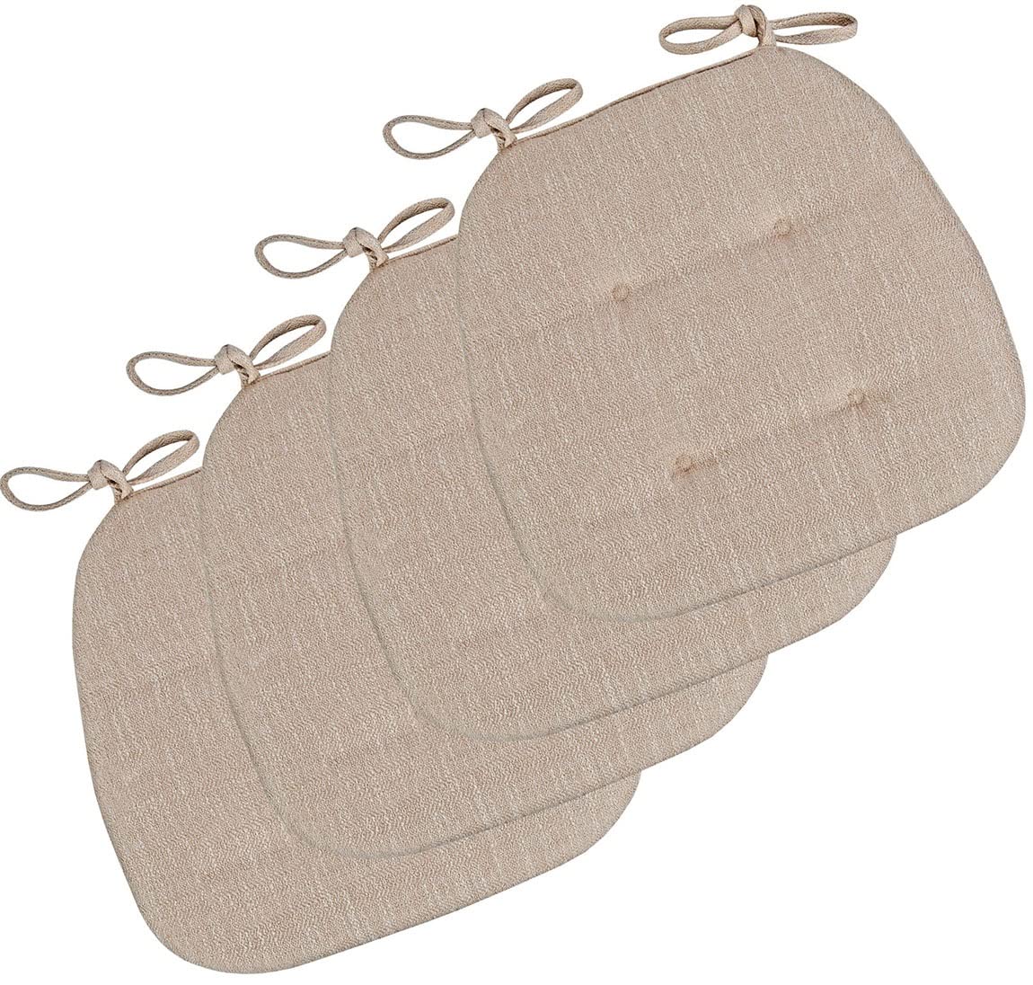 EORNOW Set Of 2/4/6 Dining Chair Cushions, U-shaped Dining Kitchen Chair Pads, Dining Room Seat Cushion With Ties, Office Chair Cushion (Color : Beige white, Size : 41 * 43cm(Set Of 4))