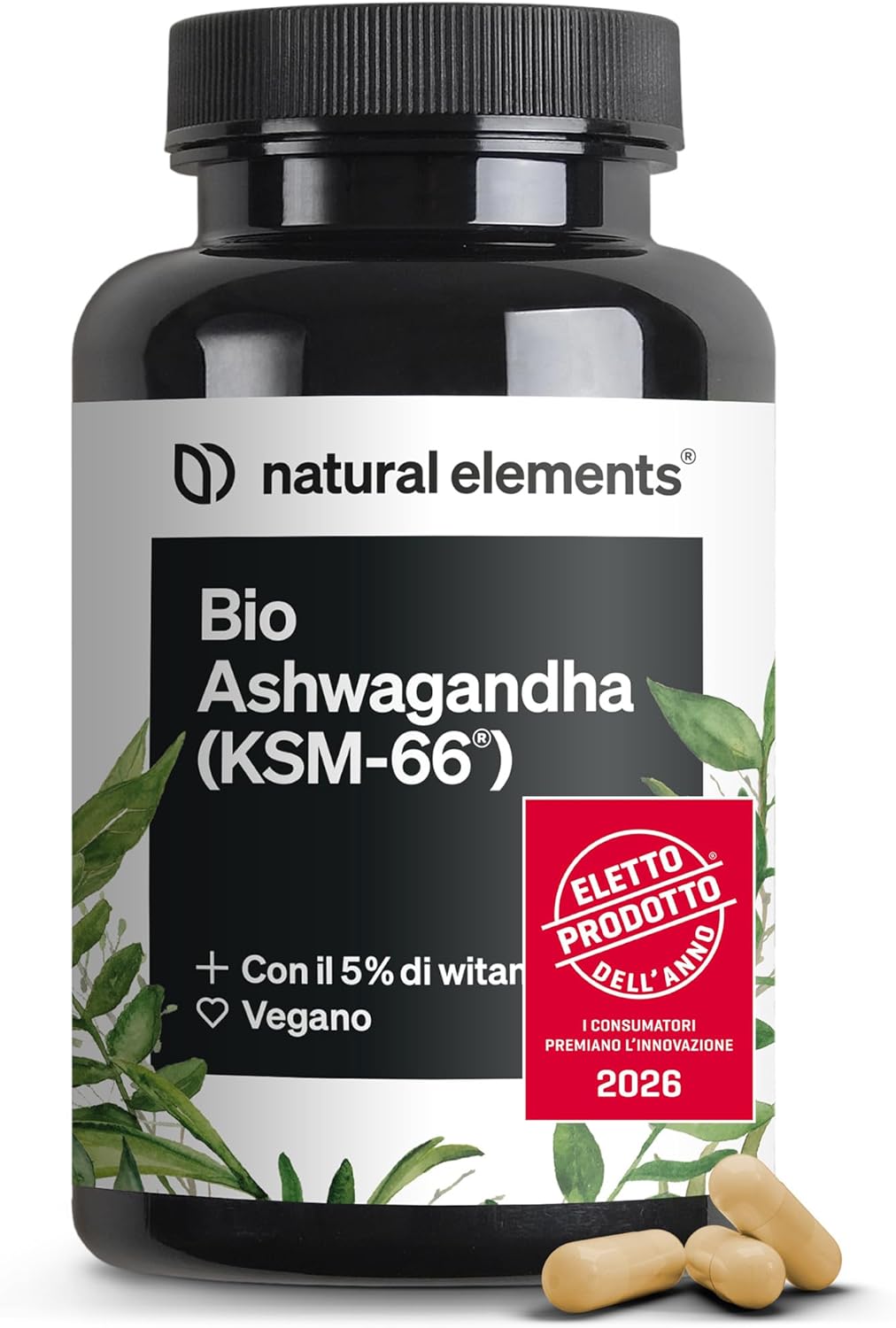 Bio Ashwagandha KSM-66 – Alto Dosaggio – 180 Capsule – Ashwagandha Bio Certificata – Capsule di Ashwagandha Polvere Estratta dalla Withania Somnifera
