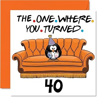 Fun 40th Birthday Cards for Men Woman - The One Where - Funny Birthday Card for Dad Mum Brother Sister Grandad Nanny Grandma Uncle Auntie, 145mm x 145mm Greeting Cards, 40th Birthday Card