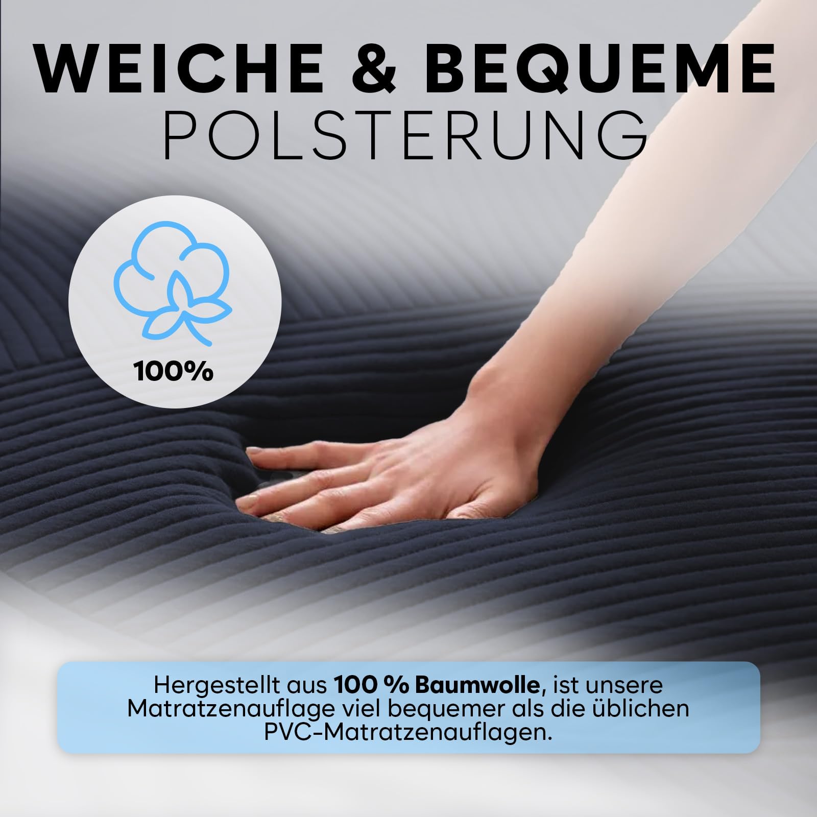 Adamson B10 kühlende Matratzenauflage – Twin 190x100 cm – 100% Baumwolle – Kühlmatte Bett für ruhigen, erholsamen Schlaf – Ideal für heiße Schläfer – Energiesparendes Design