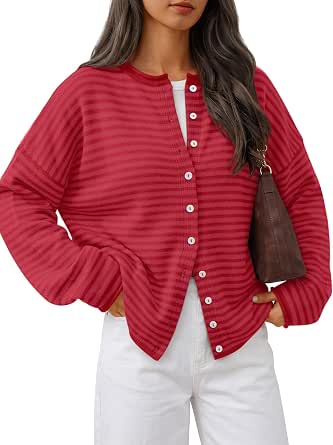 Trendy Queen Rolled Edge Striped Oversized Cardigan