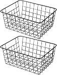Brightalk 14'' Upright Freezer Storage Baskets, White Wire Storage Bins Large Bakset for Freezer, Pantry, Bathroom Organizing, Set of 2 (BT08101)