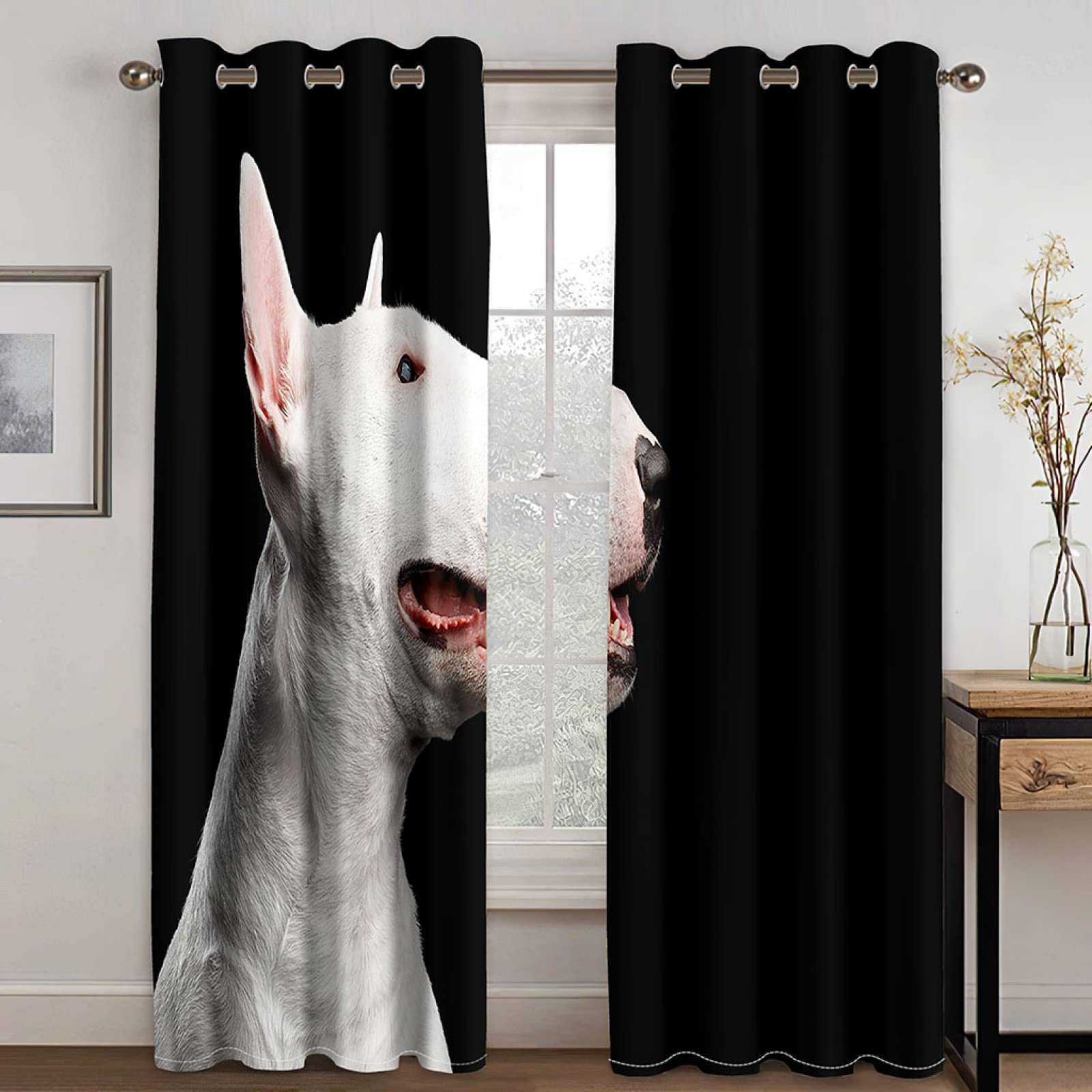 Rideau 3D personnalité animal Bull Terrier décoration originale chambre et salon