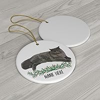 Vista 3 de Regalos personalizados Lovesout, adorno de unicornio con gorro rojo, para decoración de árbol de Navidad