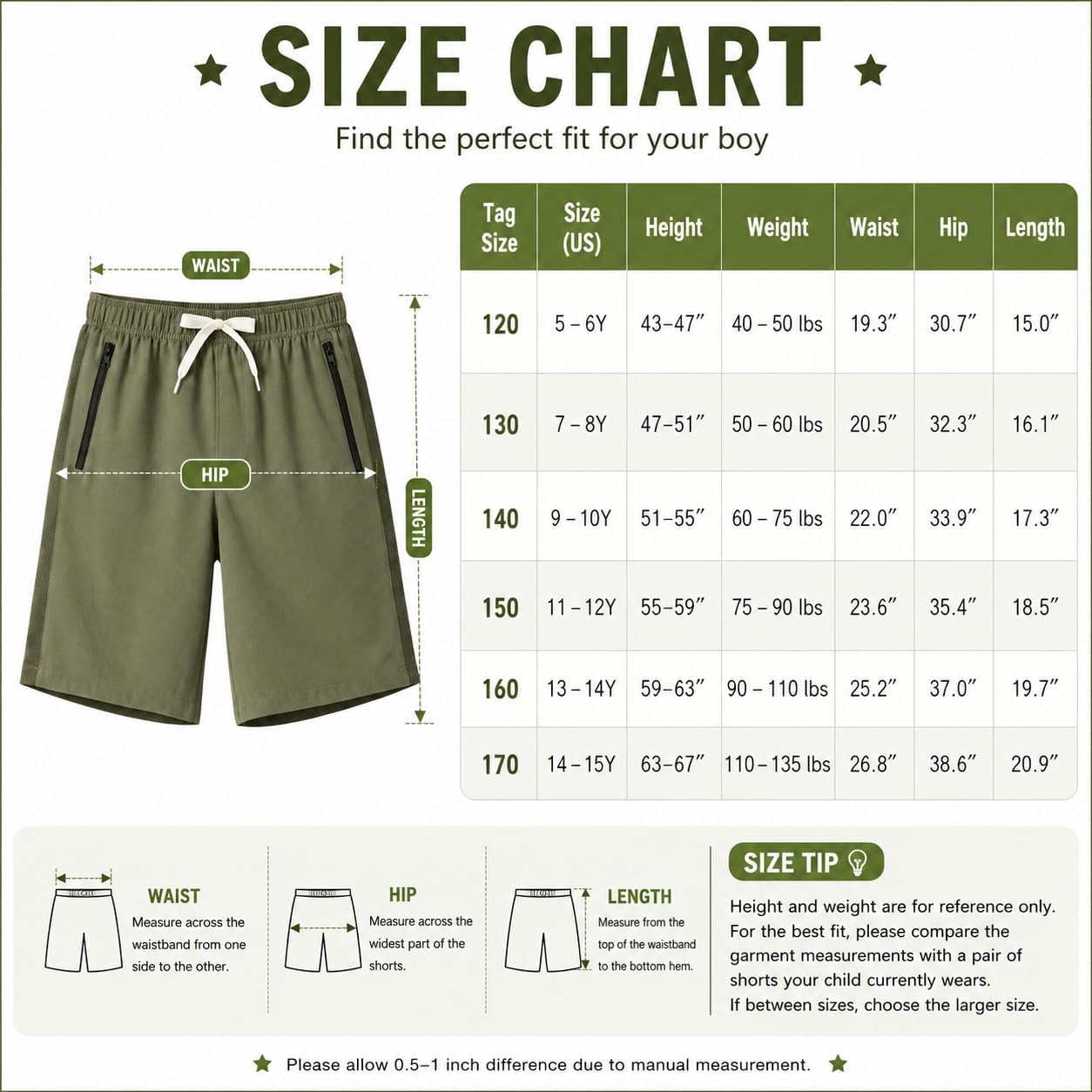 HILEELANG Boys Athletic Shorts 2 Pack Quick Dry Gym Shorts with Zipper Pockets Elastic Waist Summer Active Shorts for Kids