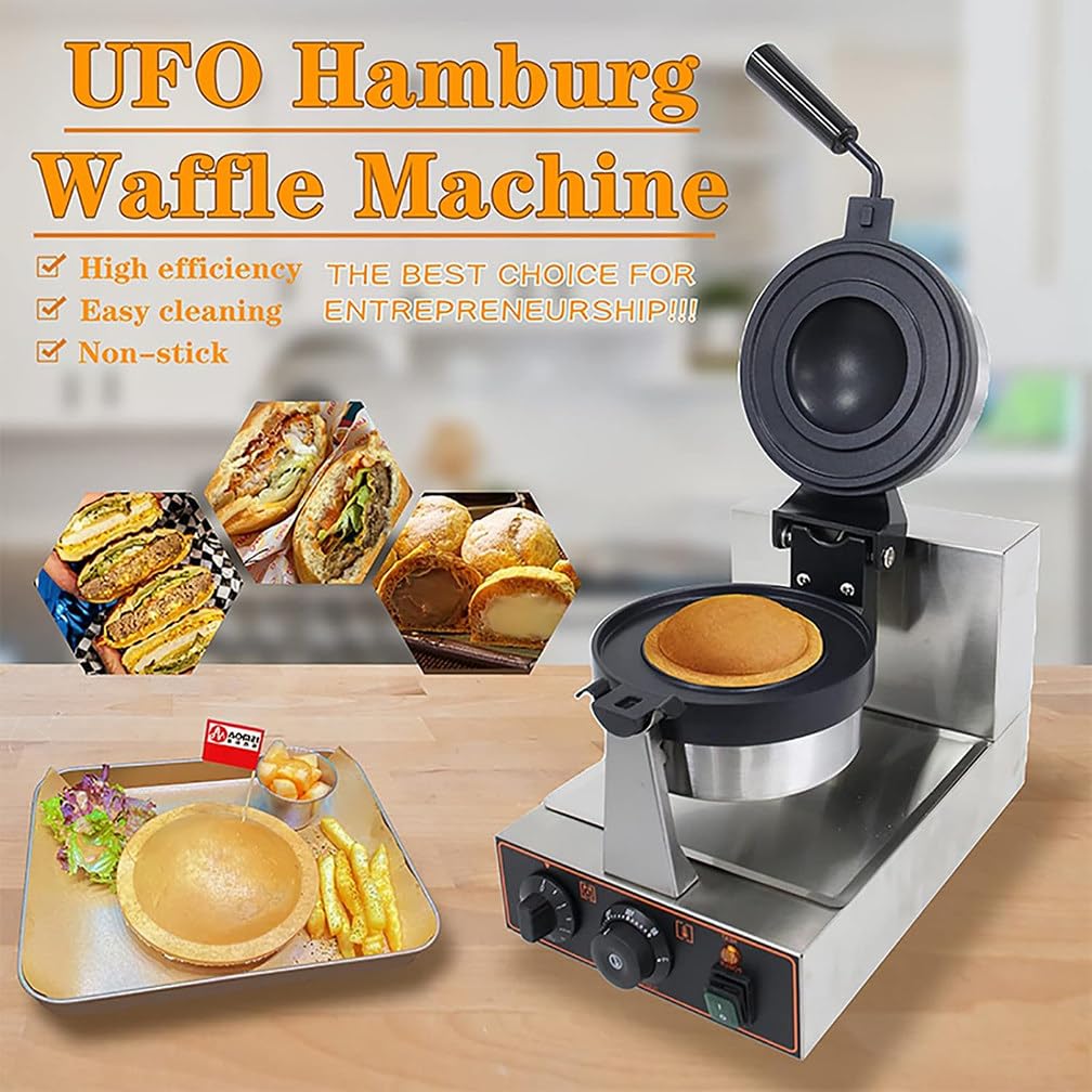 Prensa Comercial Antiadherente para panini y Hamburguesas, Control de Tiempo y Temperatura, máquina para Hacer Waffles de Huevo para el hogar, la Cocina y el Desayuno