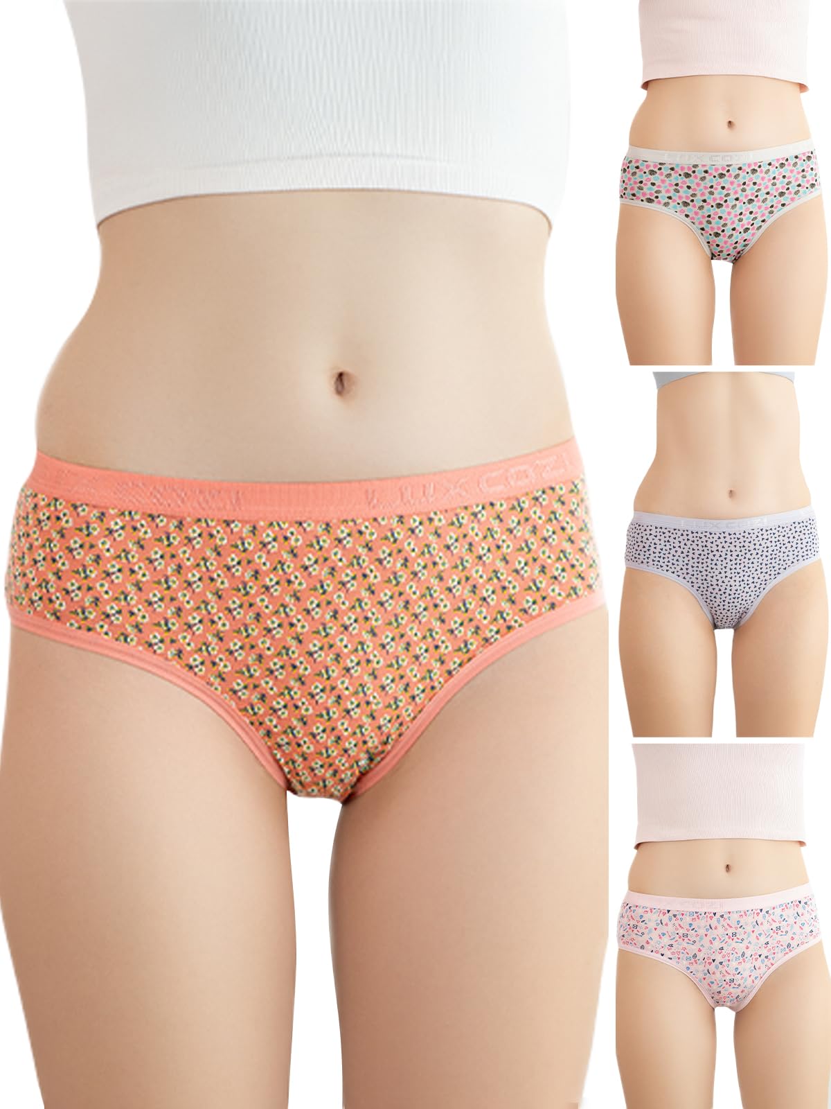 Cotton Women's Printed Pack of 4 Hipster Panties (Colors and Prints May Vary)