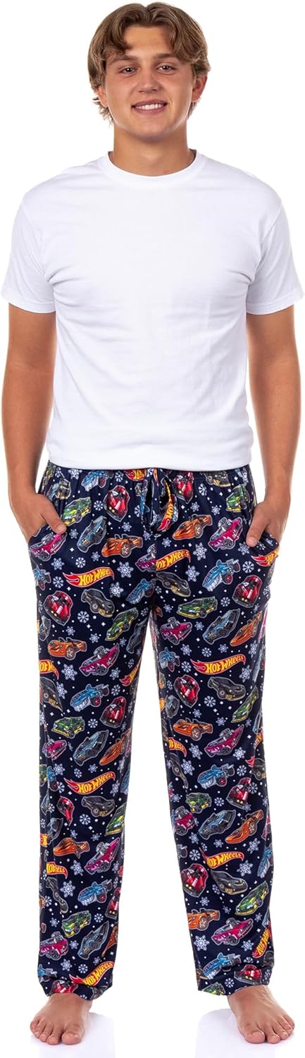 Hot Wheels Pajamas Men's Snowflakes and Cars Lounge Pajama Pants - Image 2