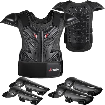 JUSTDOLIFE Dirt Bike Gear للأطفال ، 5 PCS Kids Dirt Bike Gear Motorcycle Armor Suit Youth Motocross Protective Gear for Boys Girls Chest Protector with Elbow Knee Pads for Biking