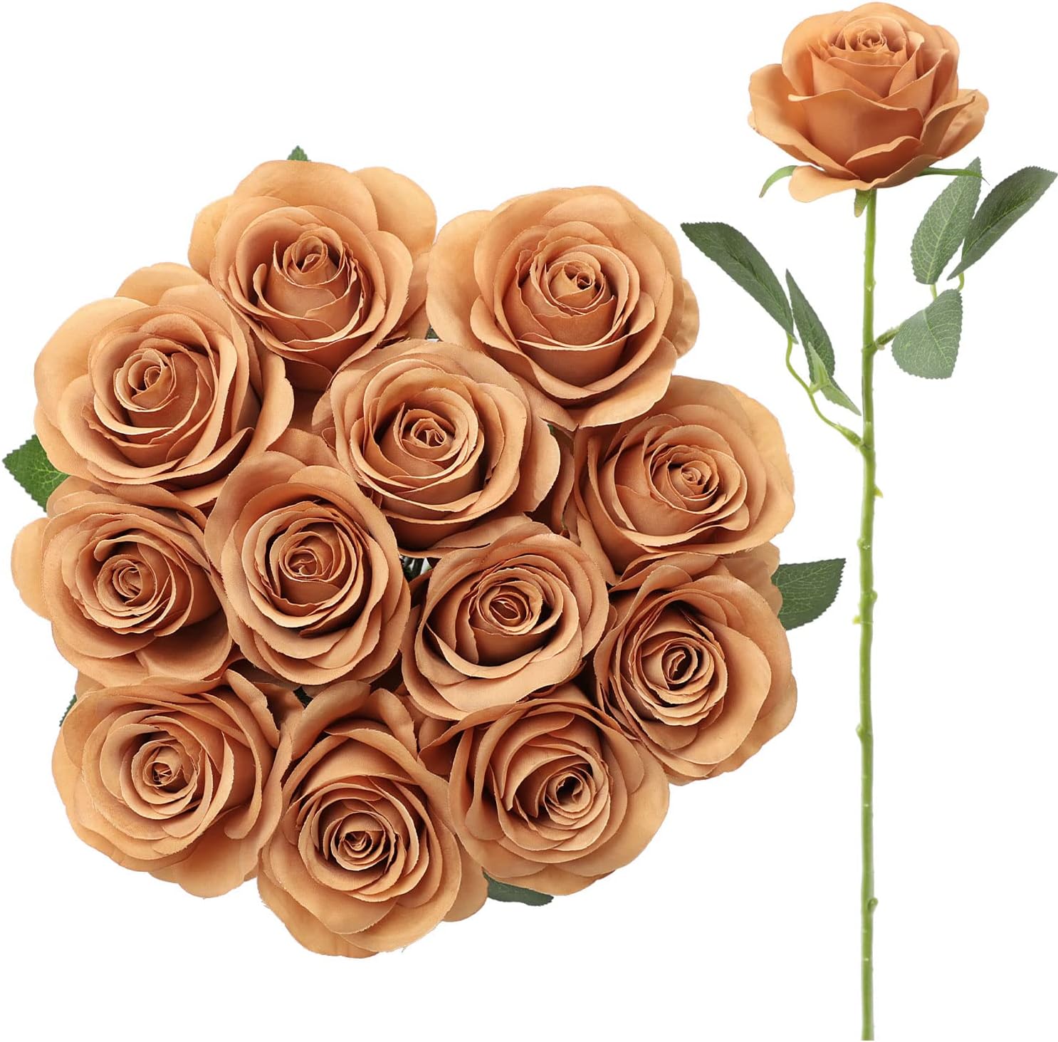 12pcs Roses Artificial Flowers Terracotta Fake Roses Flowers with Long Stems Silk Flowers for Wedding Bouquet Centerpices Decorations Party Bridal Baby Shower Home Decor - Image 8