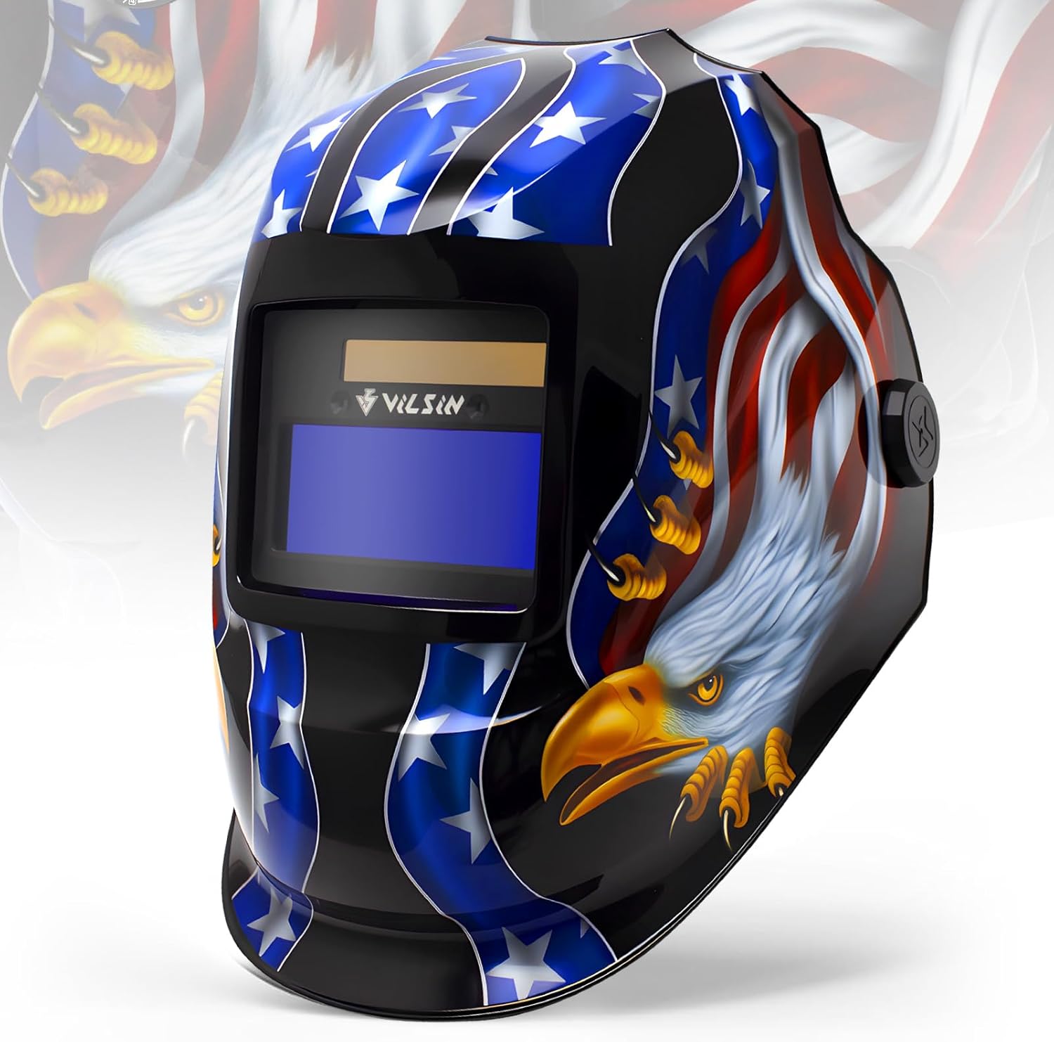 VILSIN Welding Helmet Auto Darkening Large View,Welding Hood True Color Solar Powered With 2 Arc Sensor,Wide Shade 3/4-8/9-13 for Welding Mask TIG MIG ARC Welding Shield,K23-5022-LY