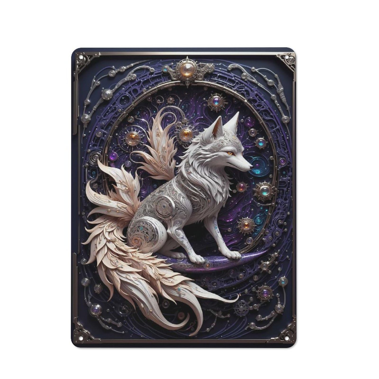 Junmoney Style-10 Guardian Steampunk Fox Vintage Metal Sign 40X30cm, Rustic Classic Pub Decor For Bar, Kitchen, Garage Or Games Room