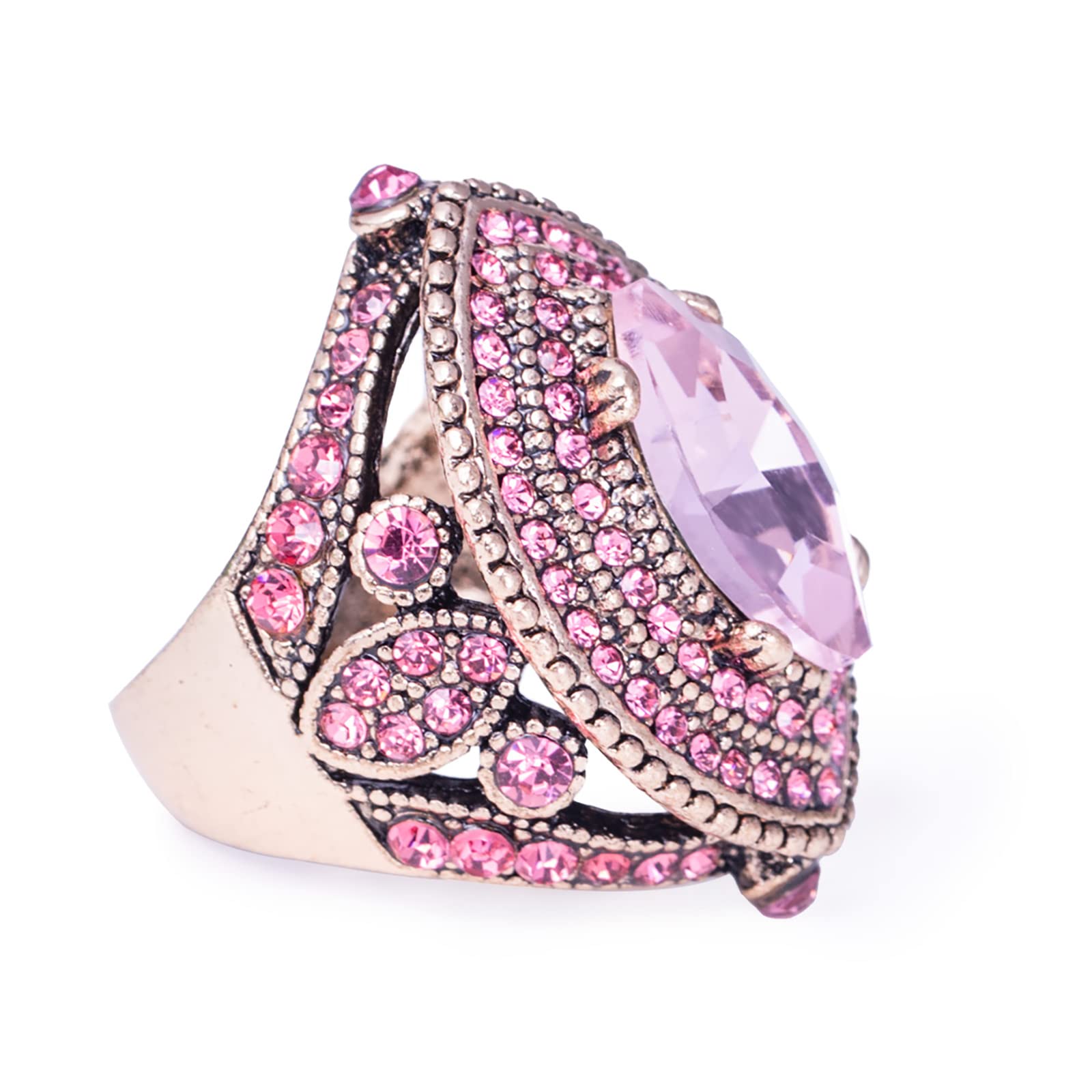 Women Ring - 32mm Turkish Style Pink Gemstone Vintage Ring Women Jewelry J0769PINK