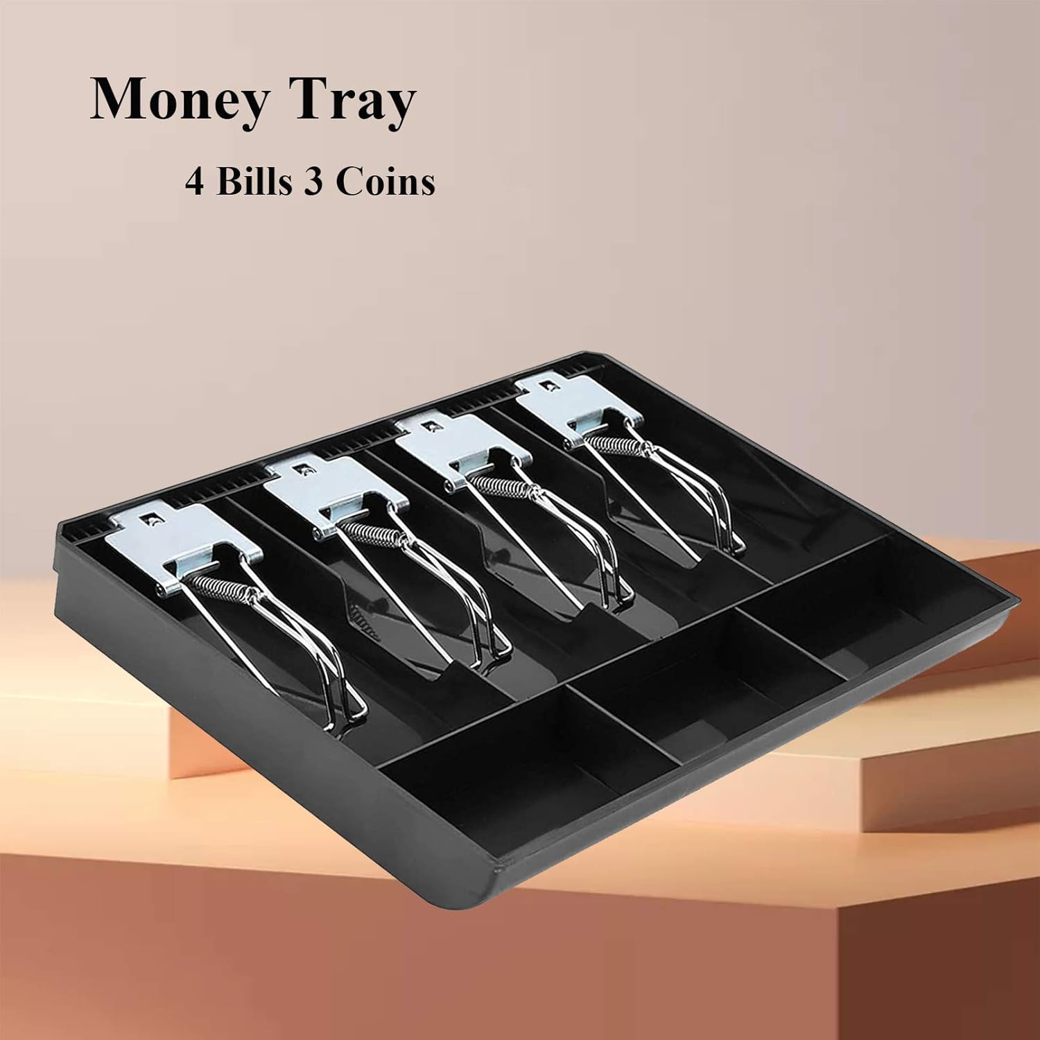 Money Tray Cash Register Drawer Insert Tray Money Storage Box Coin and Bill Register Tray 4 Bills 3 Coins Money Storage Case with Metal Clip : Office Products