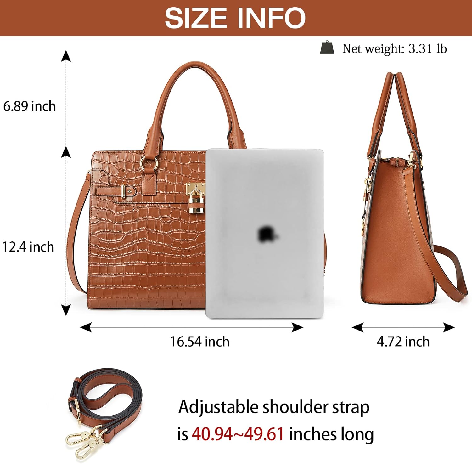 BOSTANTEN Briefcase for Women 15.6 inch Leather Laptop Bag Vintage Slim Lawyer Business Bag Stylish Work Purse - Image 5